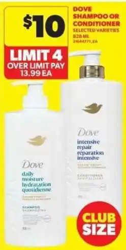 Real Canadian Superstore Dove shampoo or conditioner offer