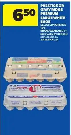 Real Canadian Superstore Prestige or Gray Ridge Premium Large White Eggs offer