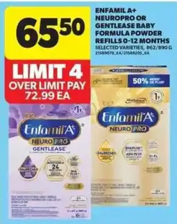 Real Canadian Superstore Enfamil A+ Neuro Pro or Gentlease baby formula powder refills offer