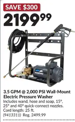 Princess Auto 3.5 GPM @ 2,000 PSI Wall-Mount Electric Pressure Washer offer