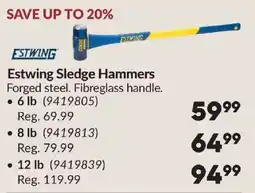 Princess Auto Estwing sledge hammers offer