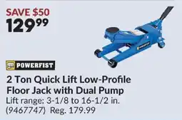 Princess Auto Powerfist 2 Ton Quick Lift Low-Profile Floor Jack with Dual Pump offer