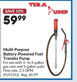 Princess Auto Tera pump multi-purpose battery-powered fuel transfer pump offer
