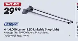 Princess Auto Volt king 4 ft 4,000 lumen led linkable shop light offer