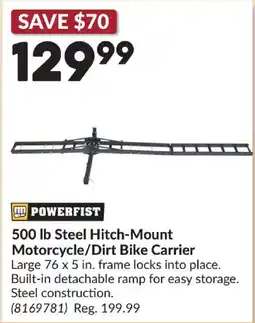 Princess Auto Powerfist 500 lb Steel Hitch-Mount Motorcycle/Dirt Bike Carrier offer