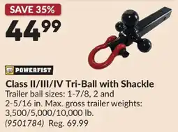 Princess Auto Powerfist class ii/iii/iv tri-ball with shackle offer