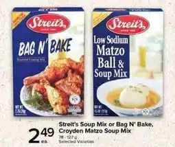 Metro Streit's soup mix or bag n' bake, croyden matzo soup mix offer