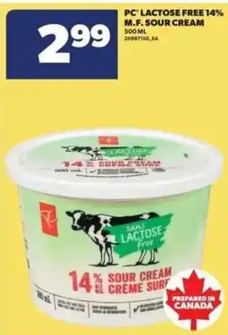 Real Canadian Superstore PC lactose free 14% sour cream offer