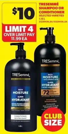 Real Canadian Superstore Tresemme shampoo or conditioner selected varieties offer