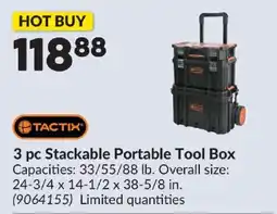 Princess Auto Tactix 3 pc Stackable Portable Tool Box offer