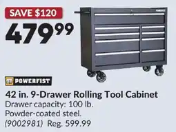 Princess Auto Powerfist 42 in. 9-Drawer Rolling Tool Cabinet offer