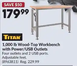 Princess Auto Titan 1000 lb Wood-Top Workbench offer