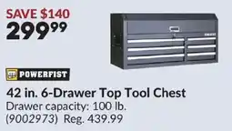 Princess Auto Powerfist 42 in. 6-Drawer Top Tool Chest offer