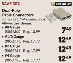 Princess Auto Power Fist dual-pole cable connectors offer