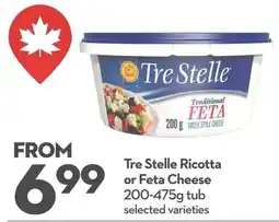 Longo's Tre Stelle ricotta or feta cheese offer