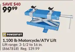 Princess Auto Powerfist 1,100 lb Motorcycle/atv Lift offer