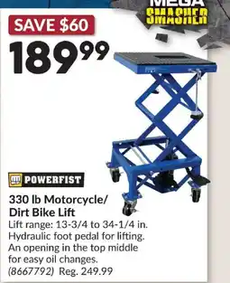 Princess Auto Powerfist 330 lb Motorcycle/Dirt Bike Lift offer