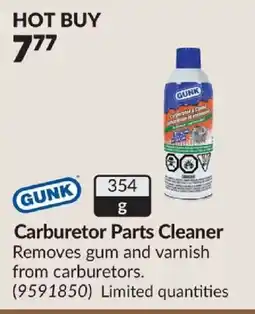 Princess Auto Gunk carburetor parts cleaner offer