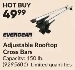 Princess Auto Evergear automotive adjustable rooftop cross bars offer
