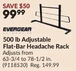 Princess Auto Evergear automotive 500 lb adjustable flat-bar headache rack offer