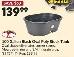 Princess Auto Little Giant 100 Gallon Black Oval Poly Stock Tank offer