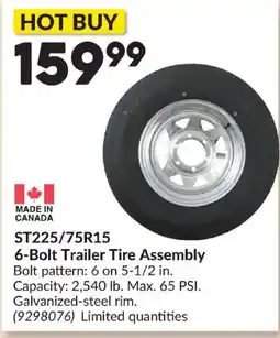 Princess Auto 6-bolt trailer tire assembly offer