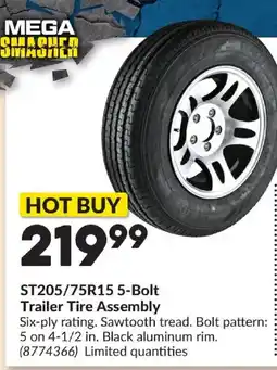 Princess Auto Mega Smasher ST205/75R15 5-Bolt Trailer Tire Assembly offer