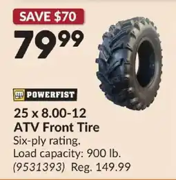 Princess Auto Powerfist atv front tire offer