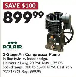 Princess Auto Rolair 2-Stage Air Compressor Pump offer