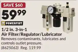Princess Auto Powerfist 1/2 in. 3-in-1 Air Filter/Regulator/Lubricator offer