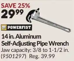 Princess Auto Powerfist 14 in. Aluminum Self-Adjusting Pipe Wrench offer