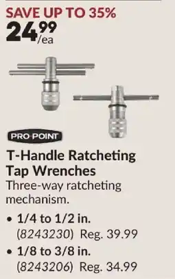 Princess Auto Pro Point T-Handle Ratcheting Tap Wrenches offer
