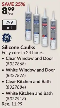 Princess Auto Ge silicone caulks offer