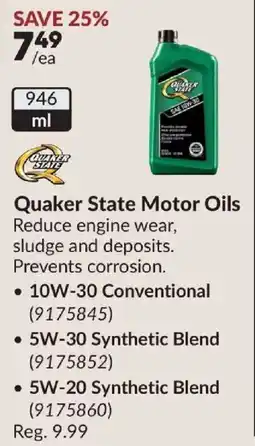 Princess Auto Quaker State Motor Oils offer