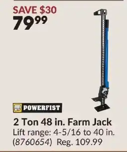 Princess Auto Powerfist 2 ton 48 in. farm jack offer