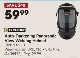 Princess Auto Powerfist auto-darkening panoramic view welding helmet offer