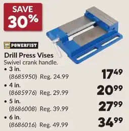 Princess Auto Powerfist drill press vises offer