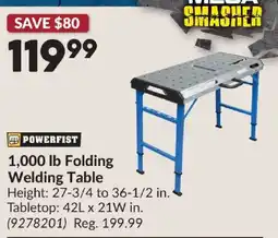 Princess Auto Powerfist 1,000 lb Folding Welding Table offer