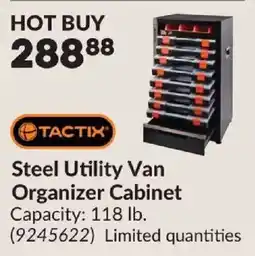 Princess Auto Tactix steel utility van organizer cabinet offer