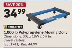 Princess Auto Powerfist 1,000 lb Polypropylene Moving Dolly offer