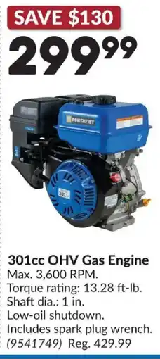 Princess Auto Powerfirst 301cc ohv gas engine offer