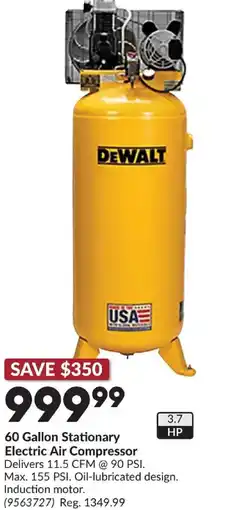 Princess Auto DeWalt 60 Gallon Stationary Electric Air Compressor offer