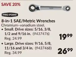 Princess Auto Pro Point 8-in-1 SAE/Metric Wrenches offer