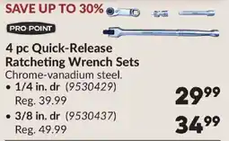 Princess Auto Pro Point 4 pc Quick-Release Ratcheting Wrench Sets offer