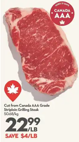 Longo's Striploin Grilling Steak offer
