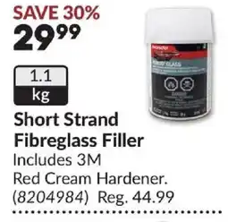 Princess Auto bondo short strand fibreglass filler offer