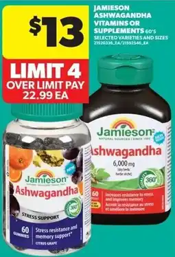 Real Canadian Superstore Jamieson Ashwagandha Vitamins or Supplements offer
