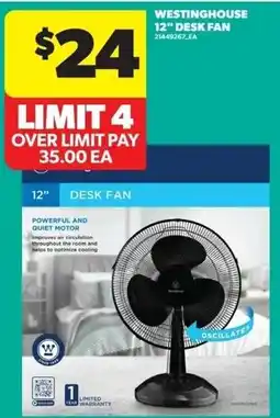 Real Canadian Superstore Westinghouse 12" desk fan offer