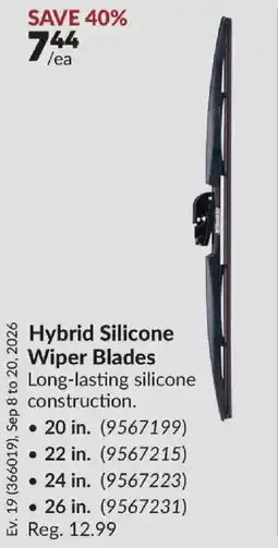 Princess Auto Hybrid Silicone Wiper Blades offer