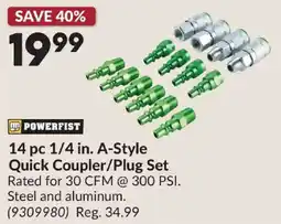 Princess Auto Powerfist 14 pc 1/4 in. A-Style Quick Coupler/Plug Set offer